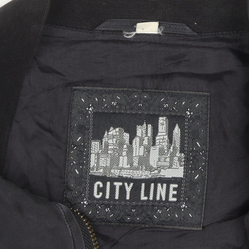 City Line Womens Black Silk Bomber Jacket M Casual Lightweight