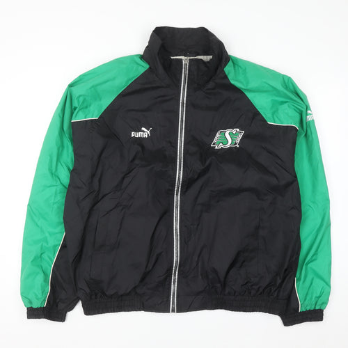 Puma Men's Black Green XL Windbreaker Sports Jacket