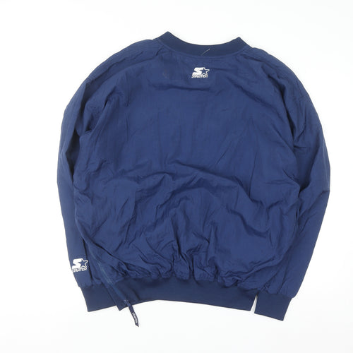 Starter Men's Blue V-Neck Pullover Sweatshirt Medium Sports Logo