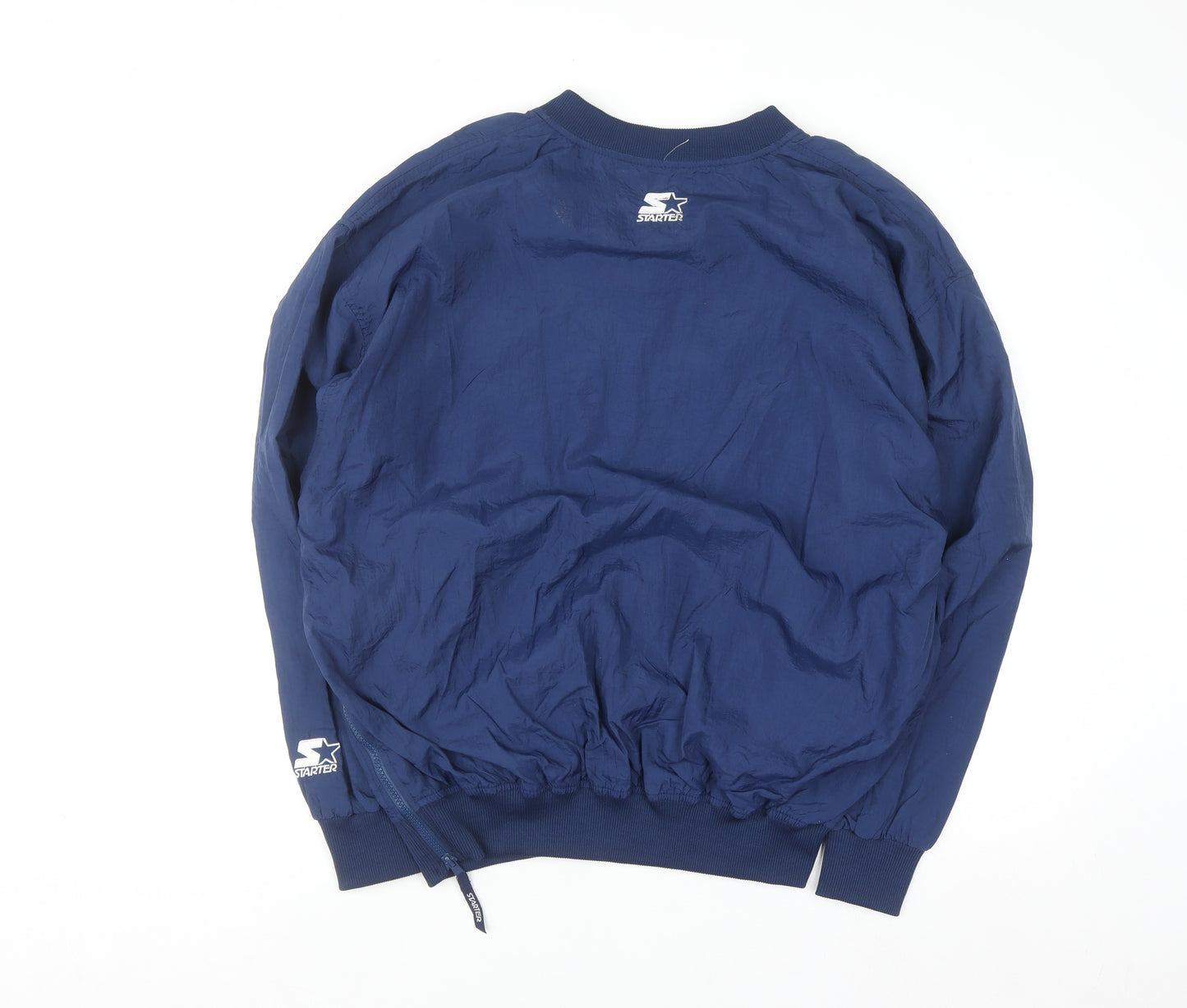 Starter Men's Blue V-Neck Pullover Sweatshirt Medium Sports Logo