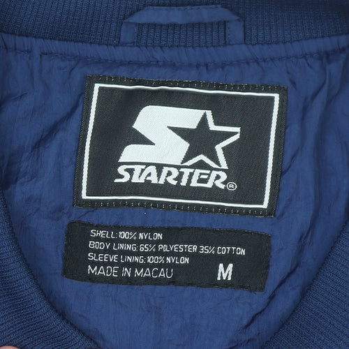 Starter Men's Blue V-Neck Pullover Sweatshirt Medium Sports Logo