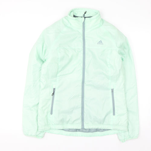 Adidas Womens Green Windbreaker Jacket Size 10 Lightweight Sportswear
