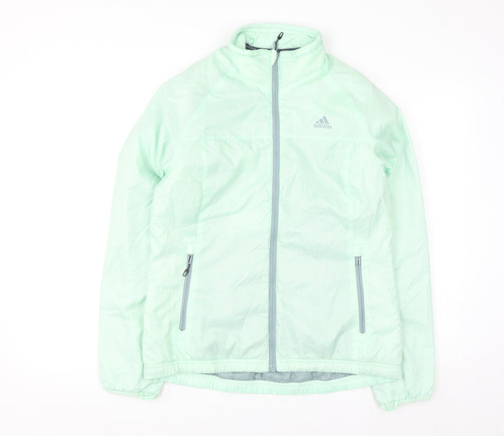 Adidas Womens Green Windbreaker Jacket Size 10 Lightweight Sportswear