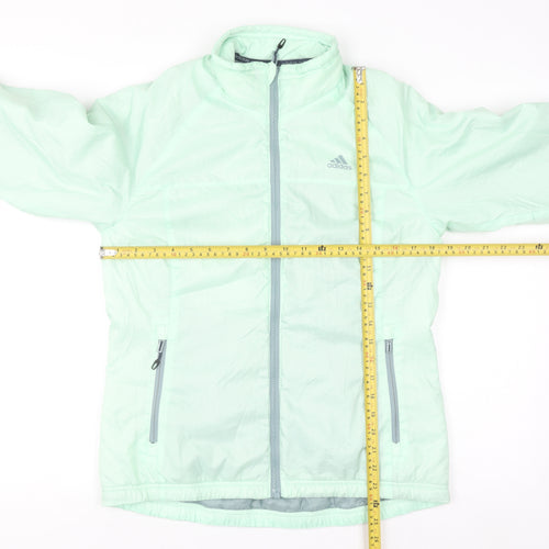 Adidas Womens Green Windbreaker Jacket Size 10 Lightweight Sportswear