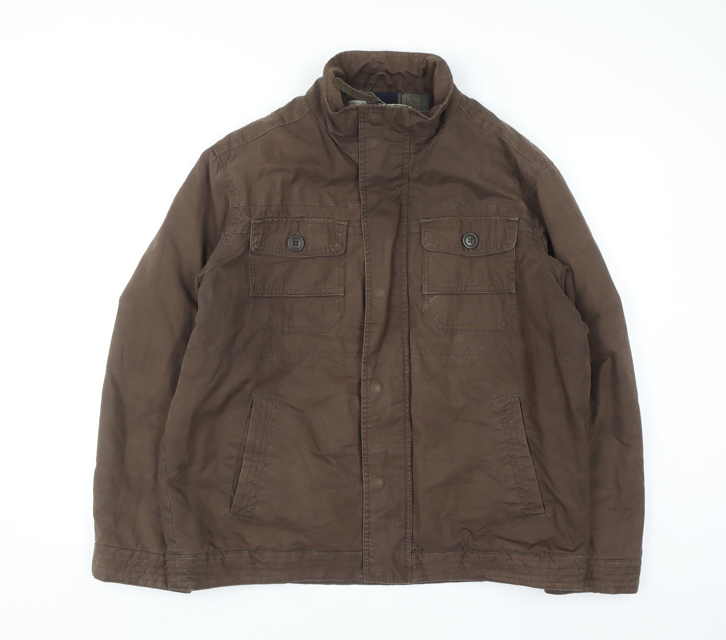 Mantaray Men's Brown Cotton Military Jacket Size L Casual Outdoor