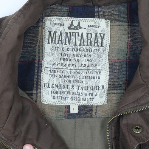 Mantaray Men's Brown Cotton Military Jacket Size L Casual Outdoor
