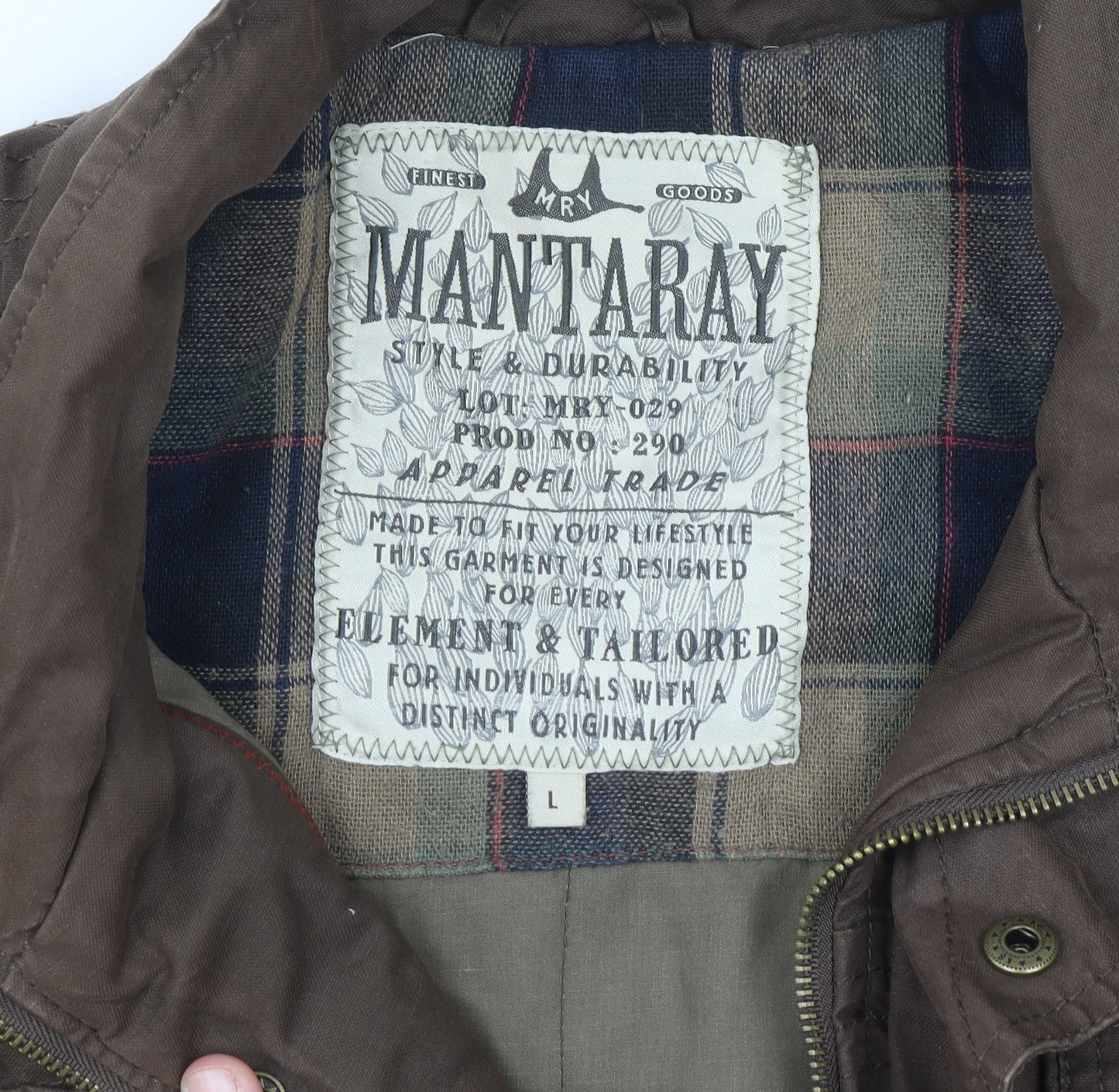 Mantaray Men's Brown Cotton Military Jacket Size L Casual Outdoor