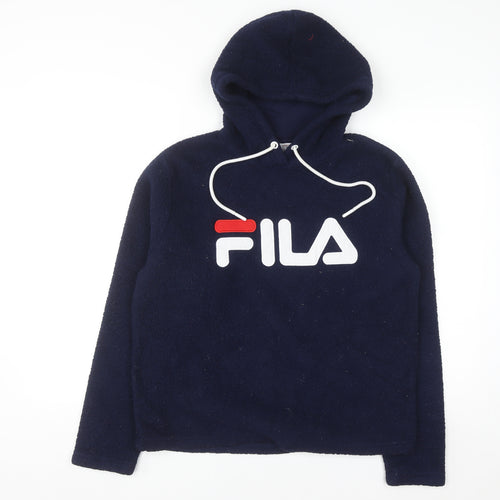 Fila Men's Blue Fleece Pullover Hoodie Size M Logo Sportswear