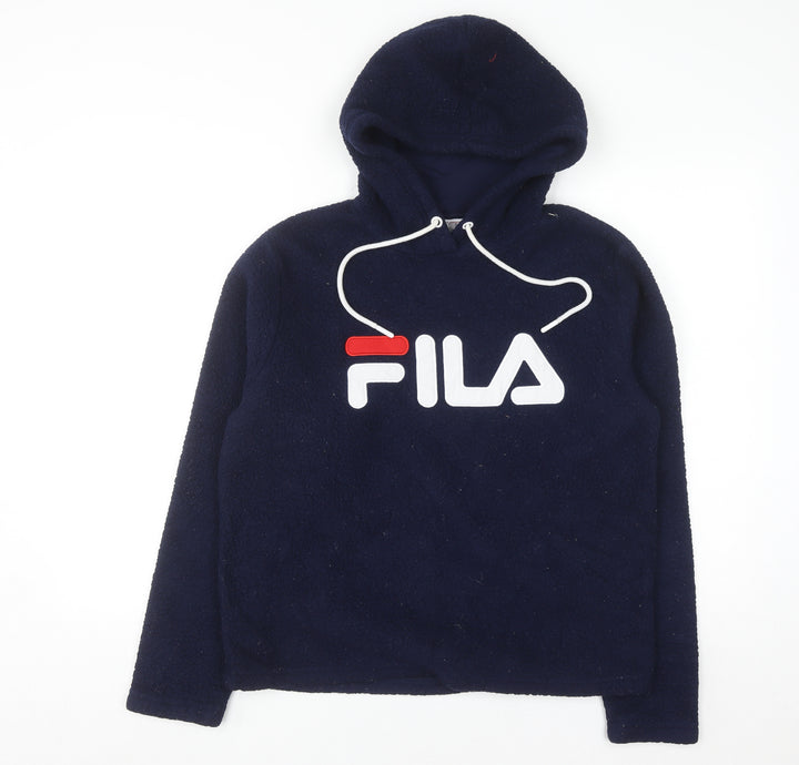 Fila Men's Blue Fleece Pullover Hoodie Size M Logo Sportswear