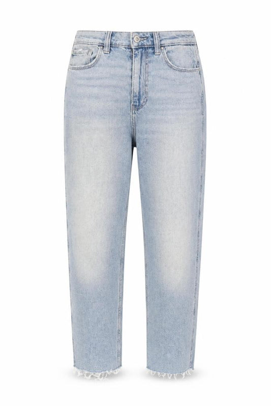 Front view of Hollister women’s blue mom jeans size 5s high rise denim