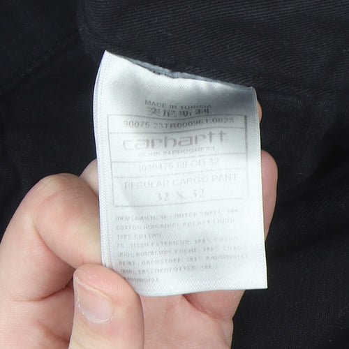 Carhartt Men's Black Regular Cargo Work Trousers 32W 32L