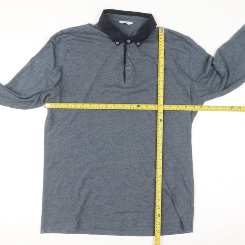 Next Men's Blue Long Sleeve Slim Fit Polo Shirt L