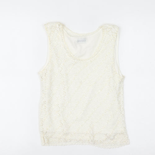 Offshoot Women Ivory Lace Sequin Camisole Tank Top Size M