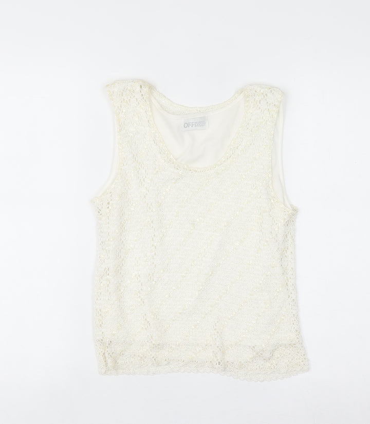 Offshoot Women Ivory Lace Sequin Camisole Tank Top Size M