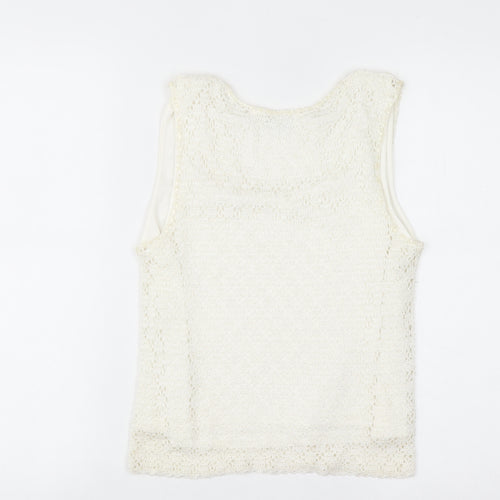 Offshoot Women Ivory Lace Sequin Camisole Tank Top Size M