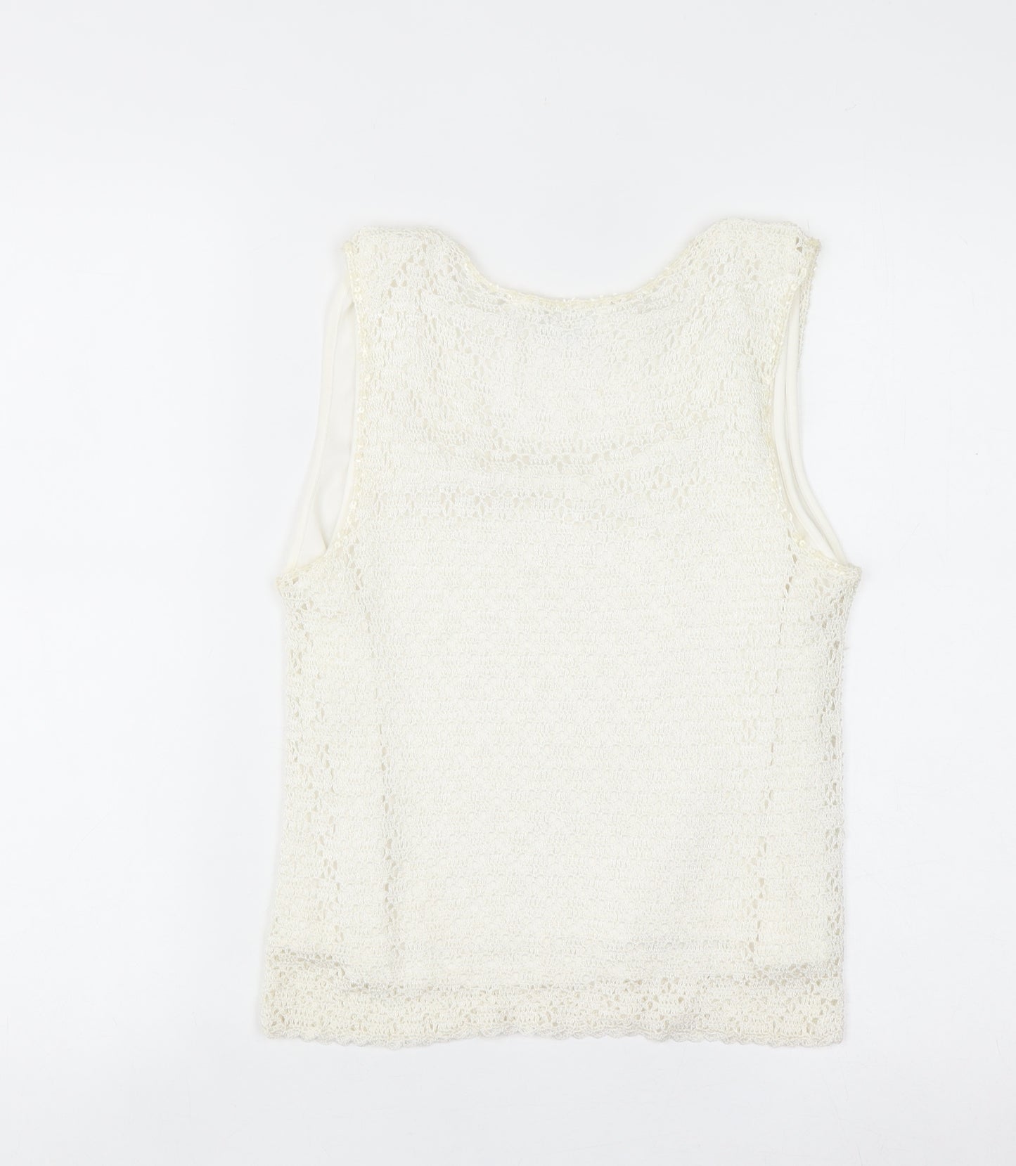 Offshoot Women Ivory Lace Sequin Camisole Tank Top Size M
