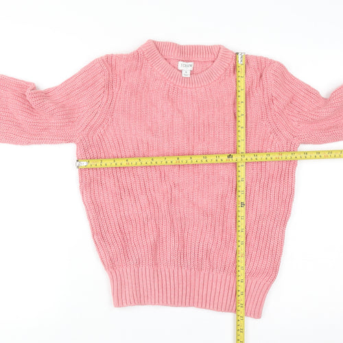 J.Crew Women Pink Cotton Chunky Knit Crew Neck Jumper Size S