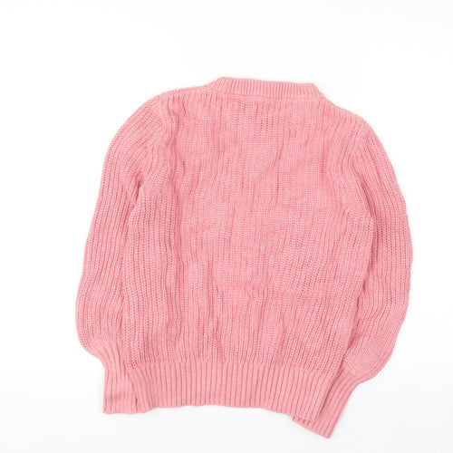 J.Crew Women Pink Cotton Chunky Knit Crew Neck Jumper Size S