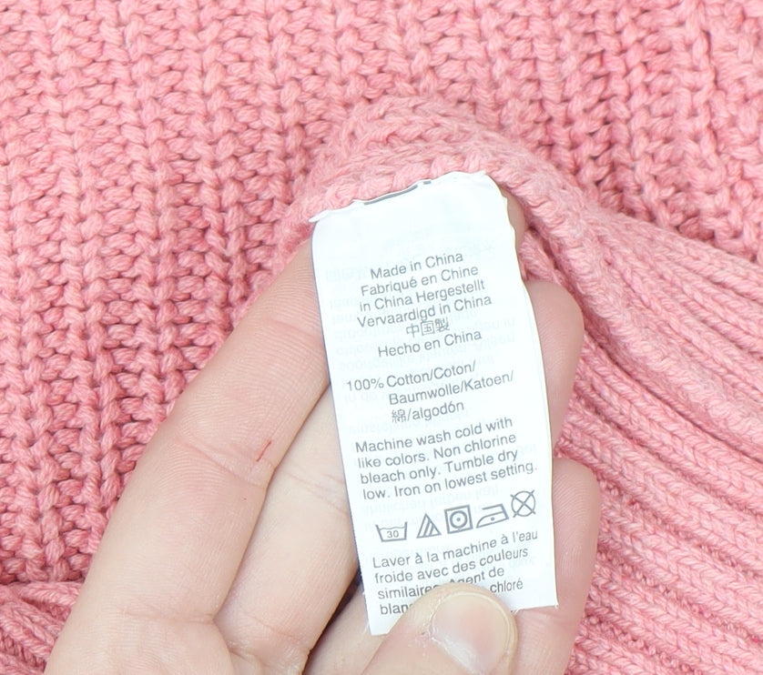 J.Crew Women Pink Cotton Chunky Knit Crew Neck Jumper Size S