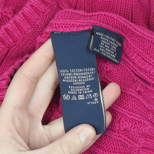 Ralph Lauren Sport Women's Pink Cable-Knit V-Neck Jumper Size S
