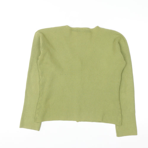 Kaliko Women Green Button Cardigan UK 14 V-Neck Ribbed Knit