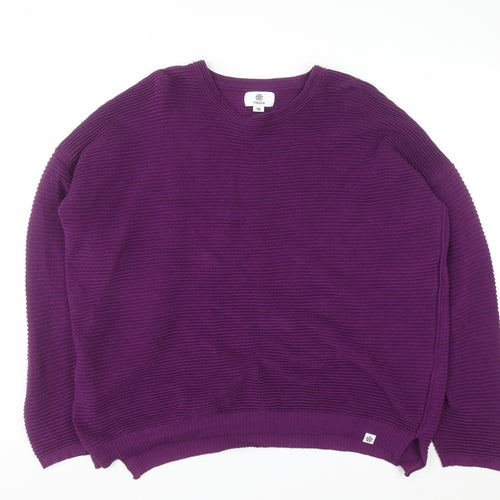 TOG24 Women's Purple Cotton Crew Neck Jumper Size 18