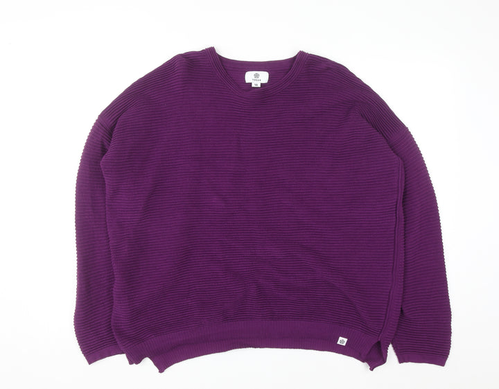 TOG24 Women's Purple Cotton Crew Neck Jumper Size 18