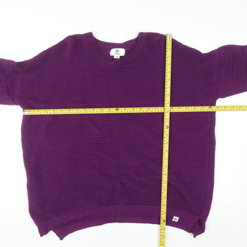 TOG24 Women's Purple Cotton Crew Neck Jumper Size 18