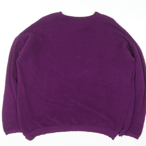 TOG24 Women's Purple Cotton Crew Neck Jumper Size 18