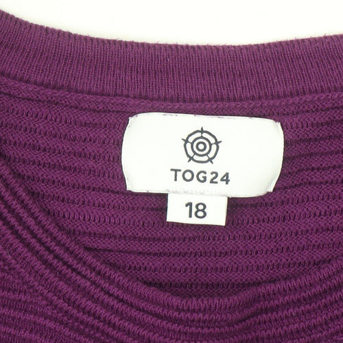 TOG24 Women's Purple Cotton Crew Neck Jumper Size 18