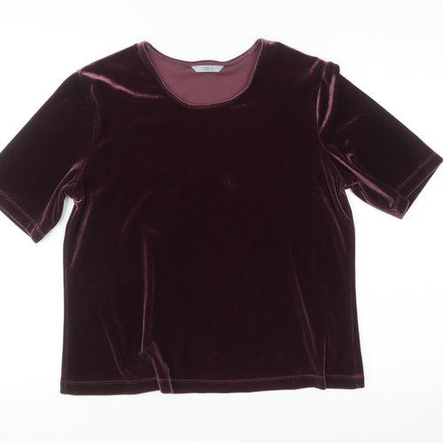 Marks and Spencer Women’s Purple Velvet Short Sleeve Top Size 16