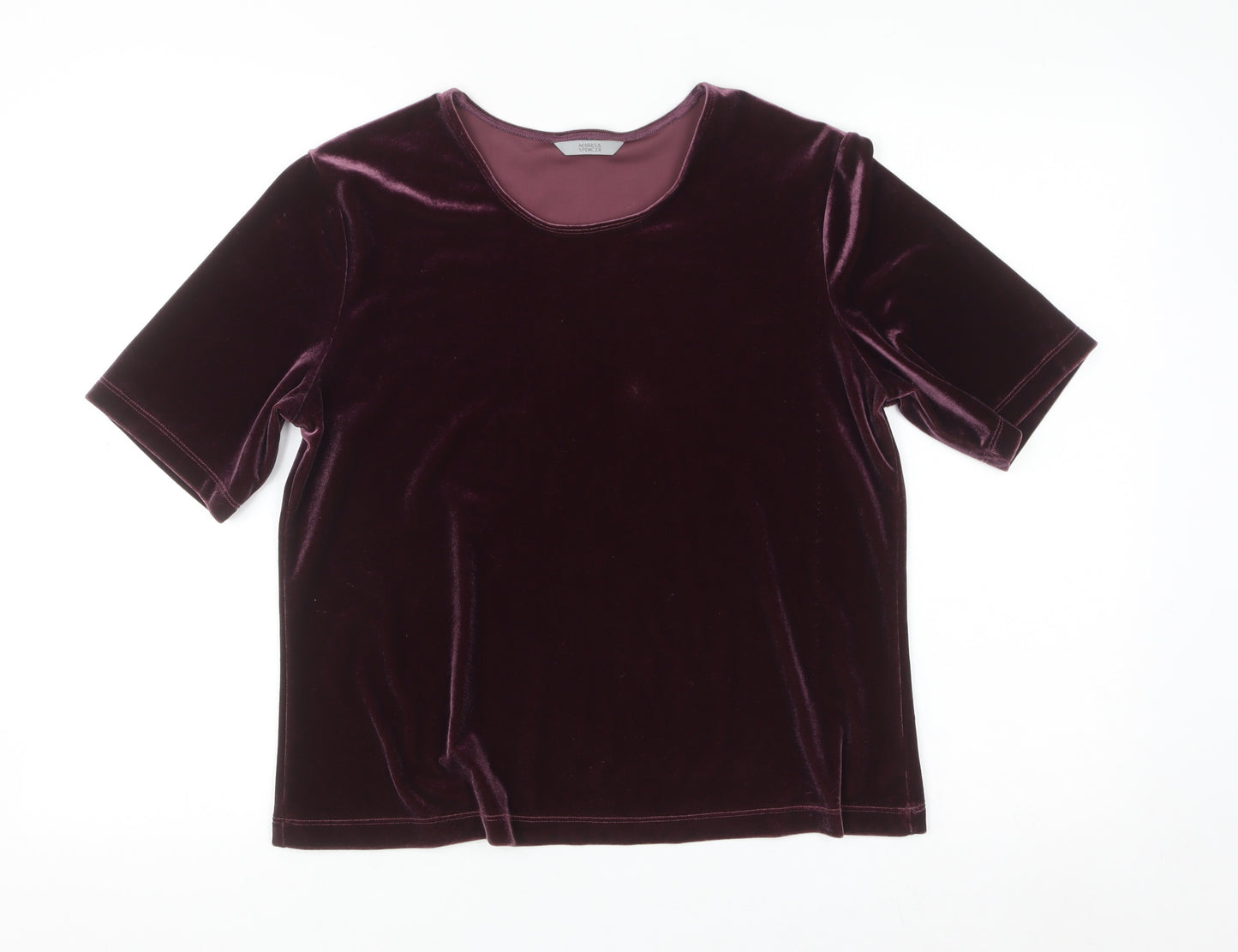 Marks and Spencer Women’s Purple Velvet Short Sleeve Top Size 16
