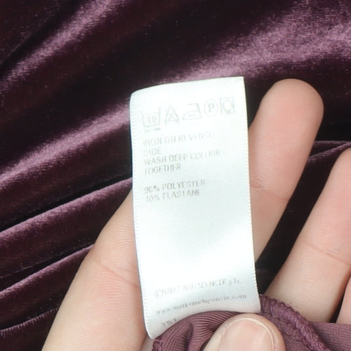 Marks and Spencer Women’s Purple Velvet Short Sleeve Top Size 16