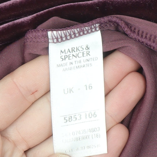 Marks and Spencer Women’s Purple Velvet Short Sleeve Top Size 16
