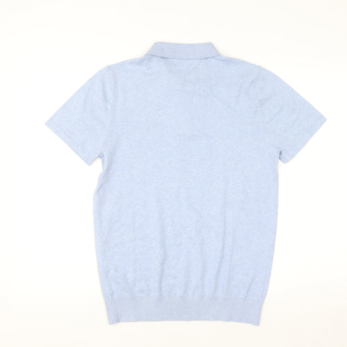 Next Men's Blue Cotton Knit Polo Shirt Size S Short Sleeve