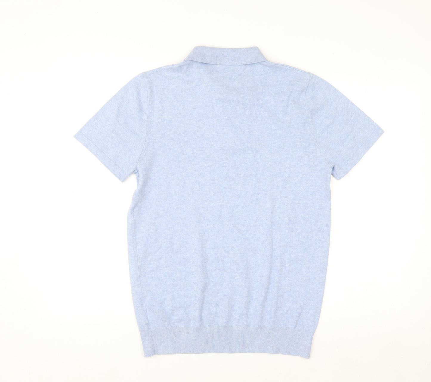 Next Men's Blue Cotton Knit Polo Shirt Size S Short Sleeve
