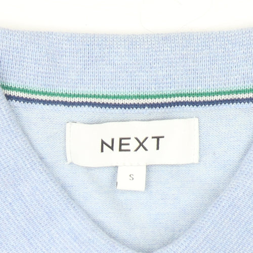 Next Men's Blue Cotton Knit Polo Shirt Size S Short Sleeve