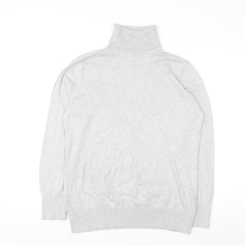 L.L.Bean Women’s Grey Roll Neck Jumper Large Cotton Cashmere Blend