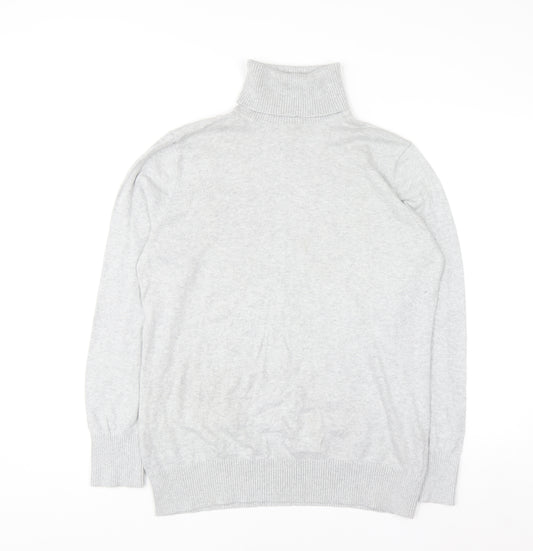 L.L.Bean Women’s Grey Roll Neck Jumper Large Cotton Cashmere Blend