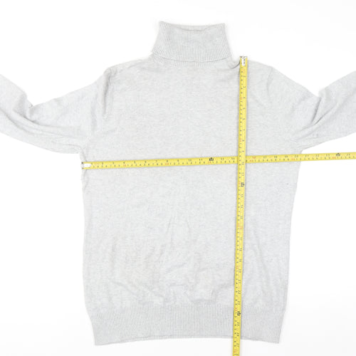L.L.Bean Women’s Grey Roll Neck Jumper Large Cotton Cashmere Blend