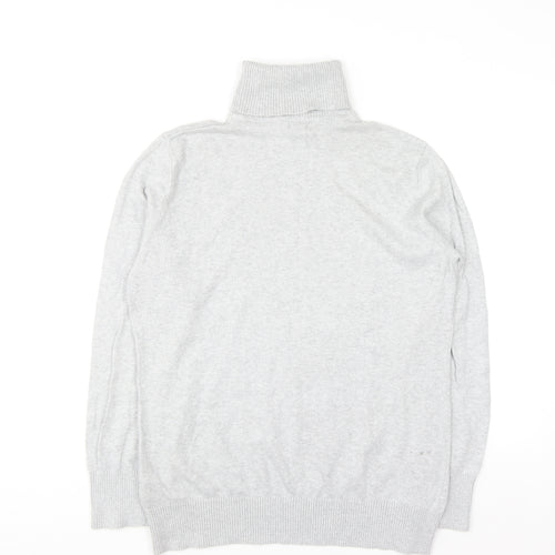 L.L.Bean Women’s Grey Roll Neck Jumper Large Cotton Cashmere Blend