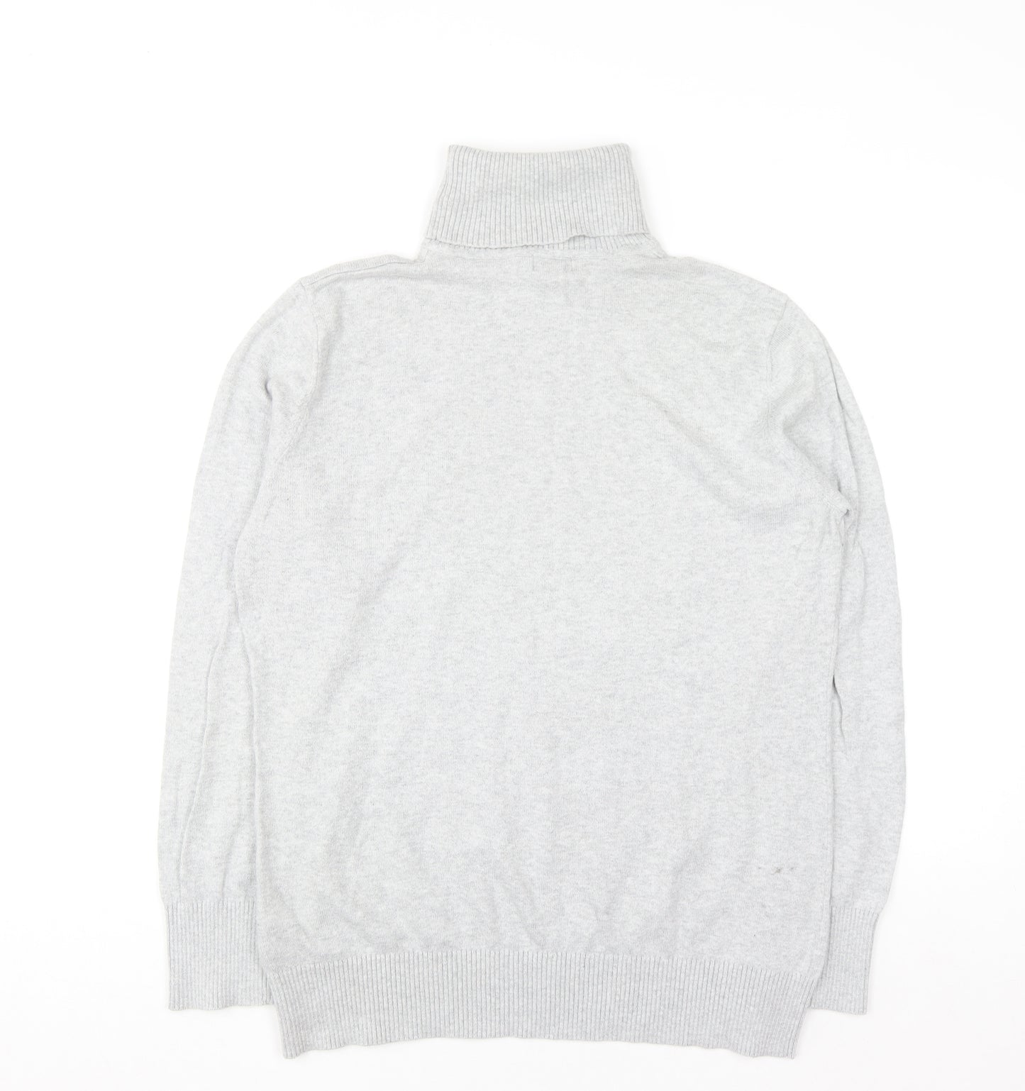 L.L.Bean Women’s Grey Roll Neck Jumper Large Cotton Cashmere Blend