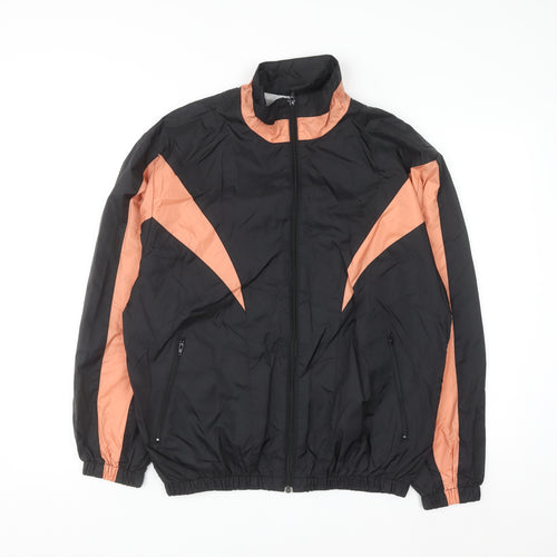 Passports Womens Black Orange Windbreaker Jacket L Retro 90s Style
