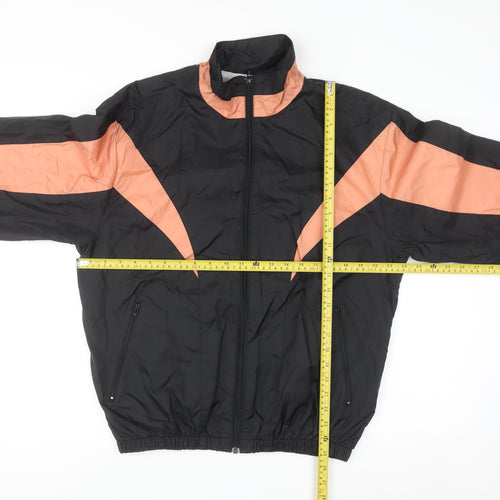 Passports Womens Black Orange Windbreaker Jacket L Retro 90s Style