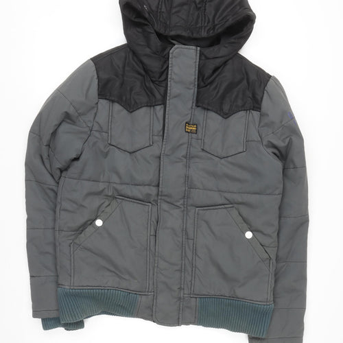 G-Star RAW Men's Grey L Hooded Puffer Jacket Lined Winter Coat