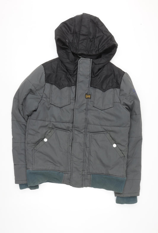 G-Star RAW Men's Grey L Hooded Puffer Jacket Lined Winter Coat