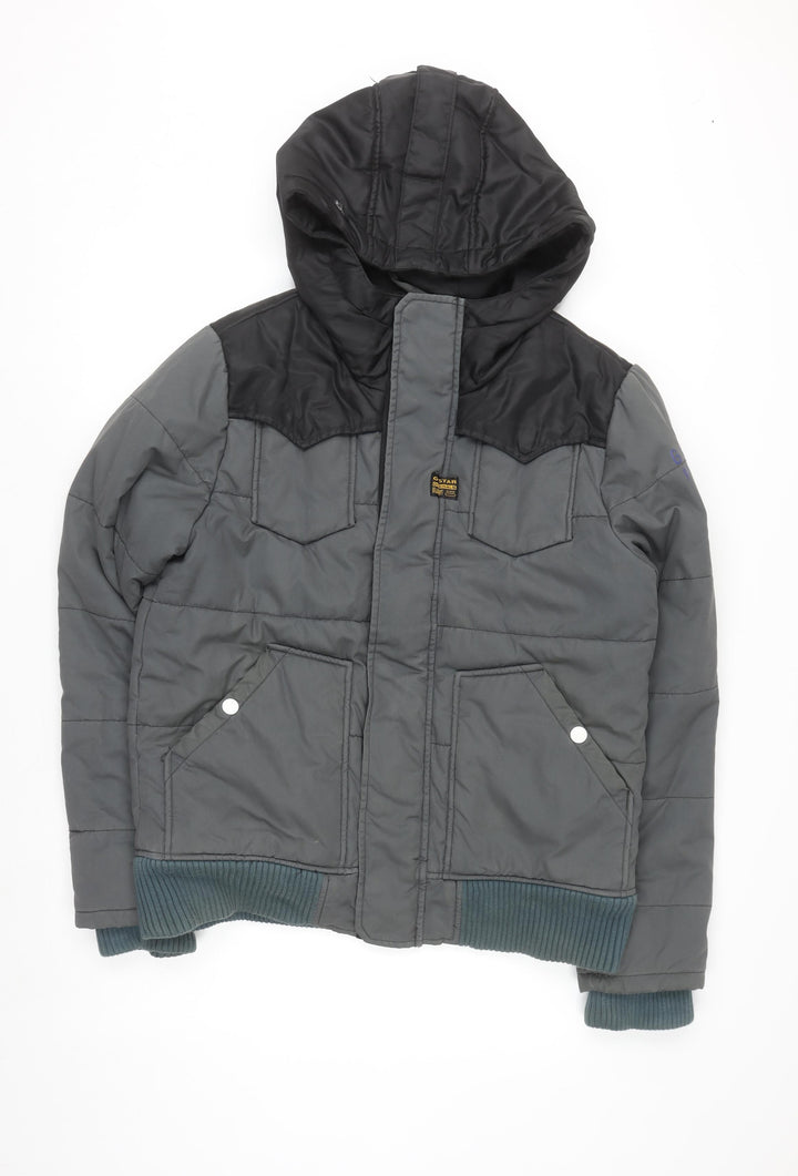 G-Star RAW Men's Grey L Hooded Puffer Jacket Lined Winter Coat