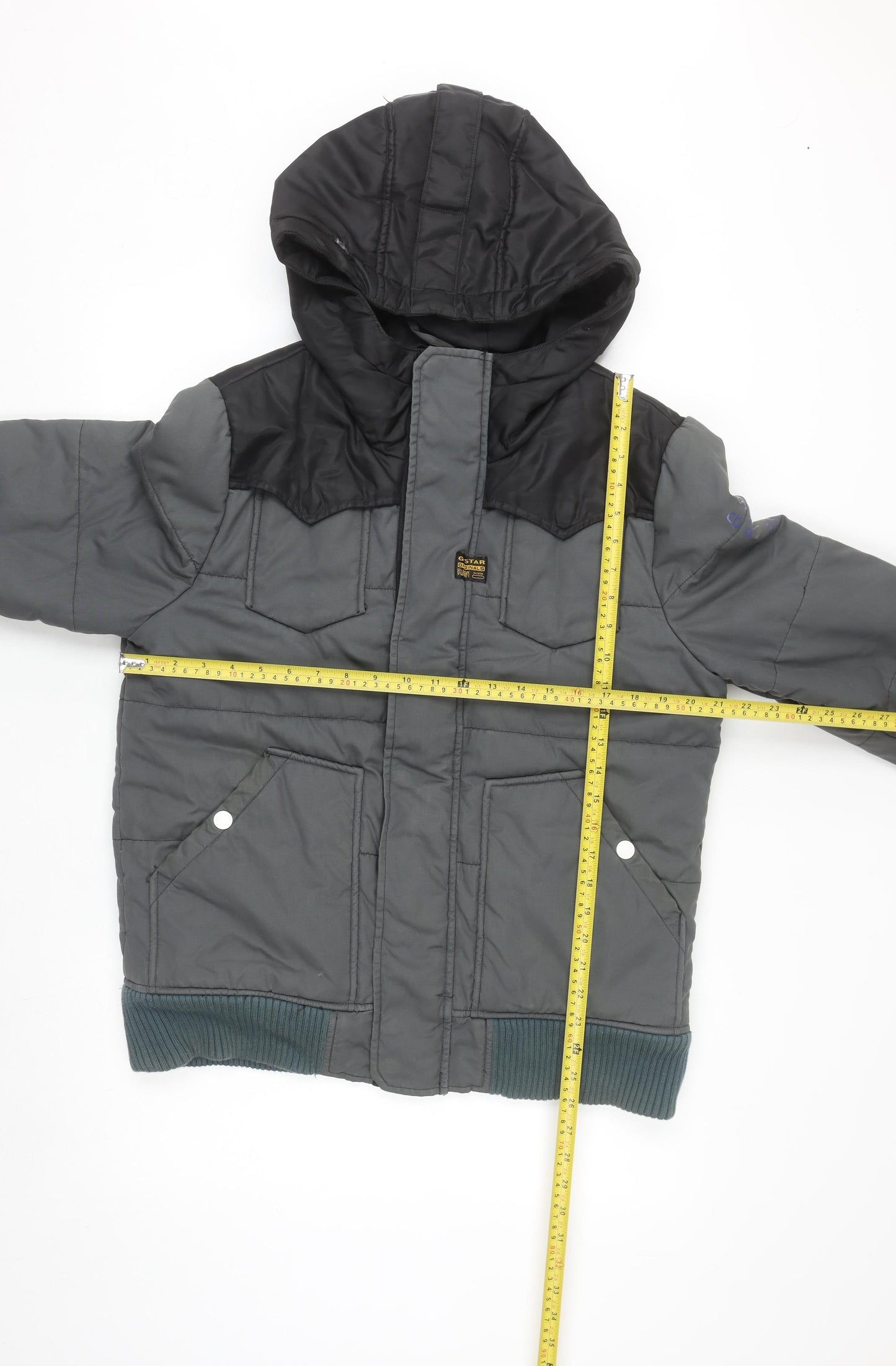 G-Star RAW Men's Grey L Hooded Puffer Jacket Lined Winter Coat