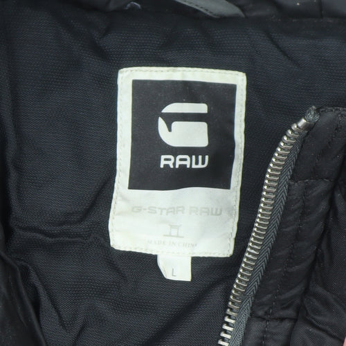 G-Star RAW Men's Grey L Hooded Puffer Jacket Lined Winter Coat