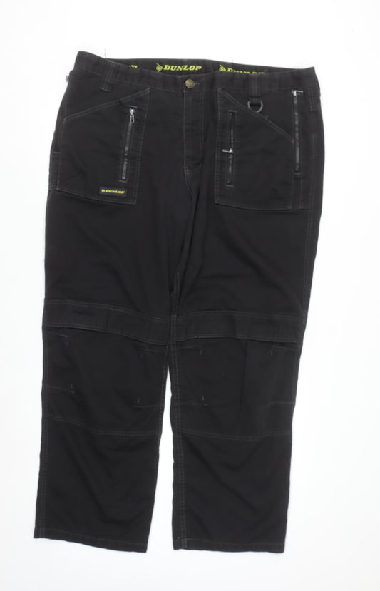 Dunlop Men's Black Cargo Workwear Trousers W42 L32 Relaxed Fit